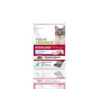 Natural Trainer Sterilised Bocconcini con Manzo e fibra di pisello Gatto adulto 85 g