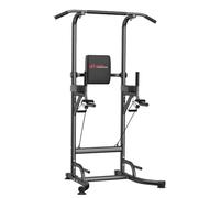 Training Tower with Pull Up Bar and Dip Station for Home Gym, Height Adjustable, 150 kg Load Capacity with Non-Slip Fans, H-Shaped Steel Base