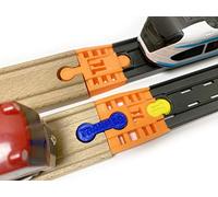 TrainLab Adattatore compatibile con Intelino J-1 Smart Train Tracks e Thomas Brio Wooden Railway (2pcs) (arancione)