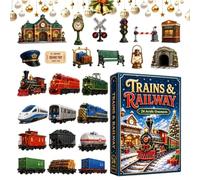 Trains & Rail Vehicles ad-vent cale-ndar 2026,24 Day Acrylic Christmas | Countdown Calendar,Variety Trains,Acrylic Pendants,dur-able Construction,Home Accent,Window Display,Office Desk,Gift