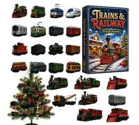 Trains & Rail Vehicles ad-vent cale-ndar 2026,24 Day Acrylic Christmas | Countdown Calendar,Variety Trains,Acrylic Pendants,dur-able Construction,Home Accent,Window Display,Office Desk,Gift