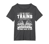 Trainspotting Chiedimi Informazioni sui Treni Trainspotter Maglietta, Donna Plus-Size, Grigio Scuro, 3X