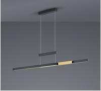 TRAJAN SOSPENSIONE LED 45W 5300lm, 2700K - 5000K NERO E OTTONE ALLUNGABILE ESTENSIBILE INTENSITA' DIMMERABILE LUCE CALDA E FREDDA A BI-EMISSIONE L. 150,5CM