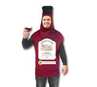 Tralala Fêtes® Costume da adulto con bottiglia di vino - Costume Rigolo per uomo o donna a forma di bottiglia di vino rosso per compleanno, Halloween, EVG, EVJF, divertente e originale, taglia unica