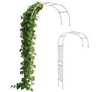 Traliccio a mezza arcata laterale, per piante rampicanti all'aperto, traliccio da parete in metallo per sostenere le viti da giardino in bianco e nero (bianco, 150 cm (larghezza) x 241 cm (altezza)