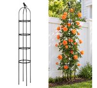 Traliccio a obelisco da giardino da 1,8 m, per piante rampicanti, tubo in metallo antiruggine con rivestimento in plastica resistente, supporto per piante in vaso da giardino per piante rampicanti