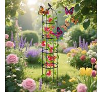 Traliccio a obelisco da giardino per piante rampicanti, torre di supporto per rose in metallo, autoportante, decorativo, per cortile e patio, 40 x 205 cm, colore: nero