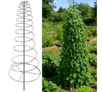 Traliccio a spirale per piante rampicanti all'aperto, altezza 182,9 cm, in metallo resistente, supporto per piante da giardino con palo centrale anti-punta, per fagioli polari, bacche, cetrioli