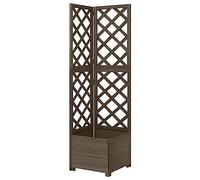 Traliccio ad Angolo Grigio 40x40x150 cm in Massello di Abete - Fioriera Angolare in Legno per Giardino e Patio, Supporto Piante Rampicanti, Vassoio Integrato, Resistente alle Intemperie