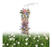 Traliccio ad arco da giardino in metallo bianco, pergolato a metà lato per piante rampicanti, decorazione per matrimoni all'aperto, decorazione per prato e patio, 240 x 240 cm, traliccio da giardino