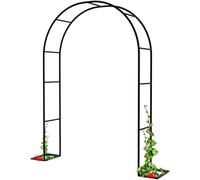 Traliccio ad arco da giardino in metallo largo 1,8 m, resistente alle intemperie, for rose, decorazioni for matrimoni, ingresso e supporto decorativo da giardino.(Black,W1.8M*H2.2M)