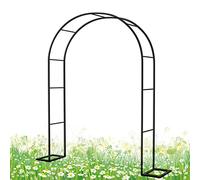 Traliccio ad arco da giardino in metallo nero resistente, per piante rampicanti, 180 x 220 cm, perfetta decorazione esterna per rose, viti e fiori, migliora il paesaggio del tuo giardino