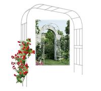 Traliccio ad arco da giardino in metallo resistente, per piante rampicanti e verdure, 120-320 cm, elegante decorazione per matrimoni, durevole, supporto per pergola per fiori (bianco)