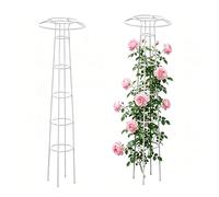 Traliccio da Giardino a Forma di Obelisco per Piante Rampicanti, 105cm/185cm/225cm Alto Supporto per Vasi Pianta Rosa Pomodoro Cetriolo(White,225cm/88.6in)