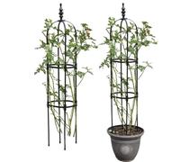 Traliccio da giardino for piante rampicanti, supporto for piante in vaso in plastica, supporti for obelisco a torre for uso interno ed esterno, 2 pezzi neri(25 * 120cm)