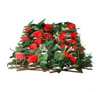 Traliccio da parete da giardino con legno telescopico e fiori artificiali (rosso)