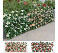 Traliccio da parete per giardino, con legno telescopico e fiori artificiali (rosa scuro)