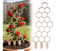 Traliccio di supporto per piante in legno per piante in vaso da interni, struttura geometrica rampicante con rivestimento impermeabile, piccolo reticolo da giardino per addestramento di piselli