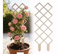 Traliccio di supporto per piante in legno per piante in vaso da interni, struttura geometrica rampicante con rivestimento impermeabile, piccolo reticolo da giardino per addestramento di piselli