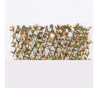 Traliccio estensibile con rose artificiali, recinto telescopico in legno per pareti del giardino, balcone, cortile e decorazione della casa, schermo privacy (a)