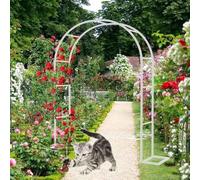 Traliccio for arco da giardino in metallo for piante rampicanti, struttura in acciaio resistente alle intemperie, pergola indipendente, larghezza 2,4 m, arco bianco for giardino, altezza 2,2 m(Green,W