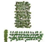 Traliccio in legno per recinzione con foglie di edera finte, siepe artificiale con foglie verdi, decorazione da giardino, pannelli di recinzione per la privacy esterna, reticolo per cortile