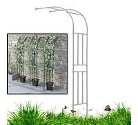 Traliccio in metallo per giardino, arco di rose, pergola, cancello esterno, facile da montare, bianco, 1,8 x 2,4 m