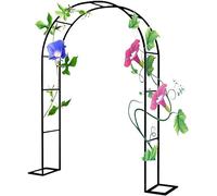Traliccio per arco da giardino, 2,4 m, telaio in acciaio resistente, resistente alle intemperie, supporto per piante rampicanti, frutta, serra, decorazione per esterni (colore: nero, 3 m di larghezza