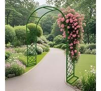 Traliccio per arco da giardino, pergolato in metallo verniciato a polvere, per piante rampicanti e matrimoni all'aperto, facile da montare, con base (verde, 180 x 270 cm), perfetto per decorazioni da