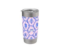 Traliccio per chinoiserie, pagoda, cani, blu e rosa Bicchiere termico in acciaio inox doppia parete