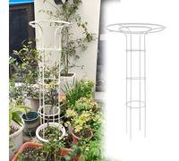 Traliccio per ombrellone antiruggine per giardino, torre di supporto verticale per piante rampicanti e rampicanti, gabbie in metallo (bianco, 110 cm)