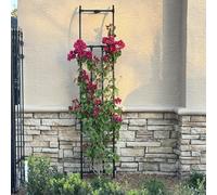 Traliccio per pergolato da giardino a parete con arco a metà lato per piante rampicanti - Traliccio per pergola in metallo nero Archi da giardino in acciaio resistente(150x240x40CM/4.9x7.9x1.3ft)