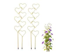 Traliccio per piante a forma di cuore, confezione da 2, supporto per piante rampicanti, per piante rampicanti, traliccio impilabile per piante in vaso, pali decorativi per viti, Hoya, Monstera (oro, 2