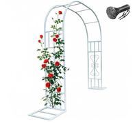 Traliccio per piante rampicanti, larghezza 140 180 220 160 300 340 cm, Arco da giardino per rose resistente, pergolato ampio, decorazione giardino matrimoni, bianco nero(bianco,L340 x H267cm)