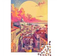 Tram Centro Storico Lisbona Puzzle 1000 Pezzi Carta per Adulti Tramonto Gioco di Puzzle 1000 Pezzi 52x38cm/1000pcs
