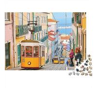 Tram di Lisbona Puzzle 1000 Pezzi Carta per Adulti Vista Centro Storico Gioco di Puzzle 1000 Pezzi Relax Decorazione Casa Regalo 52x38cm/1000pcs