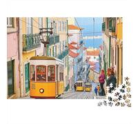 Tram di Lisbona Strada del Centro Puzzle 1000 Pezzi Carta per Adulti Vista della città Puzzle per Famiglia 70x50cm/1000pcs