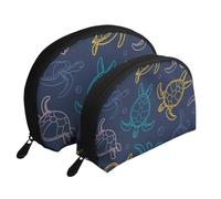 Trama di guscio di tartaruga, Borsa per trucco a conchiglia Portamonete da donna Borsa da toilette piccola Borsa per cosmetici 2 pezzi