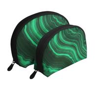 Trama di malachite, Borsa per trucco a conchiglia Portamonete da donna Borsa da toilette piccola Borsa per cosmetici 2 pezzi
