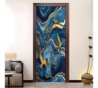 Trama di Marmo Astratta Adesivi per Porte Autoadesivo 82x200 cm Carta Parati Decorazione Della Casa Blu Impermeabili Adesivo della Porta per Soggiorno Cucina Camera da Letto e Bagno
