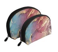 Trama di marmo, Borsa per trucco a conchiglia Portamonete da donna Borsa da toilette piccola Borsa per cosmetici 2 pezzi