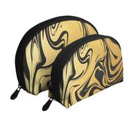 Trama di marmo Rame, Borsa per trucco a conchiglia Portamonete da donna Borsa da toilette piccola Borsa per cosmetici 2 pezzi