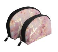 Trama di marmo rosa, Borsa per trucco a conchiglia Portamonete da donna Borsa da toilette piccola Borsa per cosmetici 2 pezzi