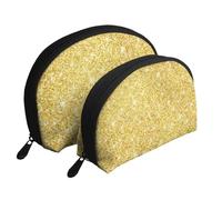 Trama glitter oro, Borsa per trucco a conchiglia Portamonete da donna Borsa da toilette piccola Borsa per cosmetici 2 pezzi