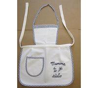 Trama Toscana Grembiule Bambina Cuoca in Cotone 100% con Frase Ricamata “Mamma Oggi cucino io” cm 50x55
