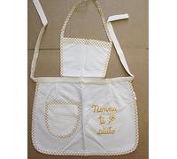 Trama Toscana Grembiule Bambina Cuoca in Cotone 100% con Frase Ricamata “Nonna Oggi cucino io” cm 50x55