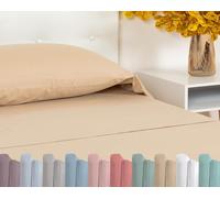 TRAMAS+ Completo Lenzuola Piazza e Mezza 140x200, 100% cotone, Biancheria da Letto, Lenzuola e 2 federa da letto, Certificata STANDARD 100 by OEKO-TEX - Beige Sabbia