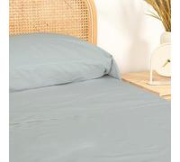 TRAMAS+ Completo Lenzuola Piazza e Mezza 140x200, 100% cotone, Biancheria da Letto, Lenzuola e 2 federa da letto, Certificata STANDARD 100 by OEKO-TEX - Blu Acqua