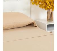 TRAMAS+ Completo Lenzuola Singolo 90x200, 100% cotone, Biancheria da Letto, Lenzuola e 1 federa da letto, Certificata STANDARD 100 by OEKO-TEX - Beige Sabbia