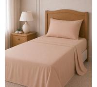 TRAMAS+ Lenzuola Una Piazza e Mezza Cotone 100% 140x200 cm, Completo con Lenzuolo Sotto con Angoli, Lenzuolo Sopra e 2 Federe, Certificato STANDARD 100 OEKO-TEX - Beige Sabbia